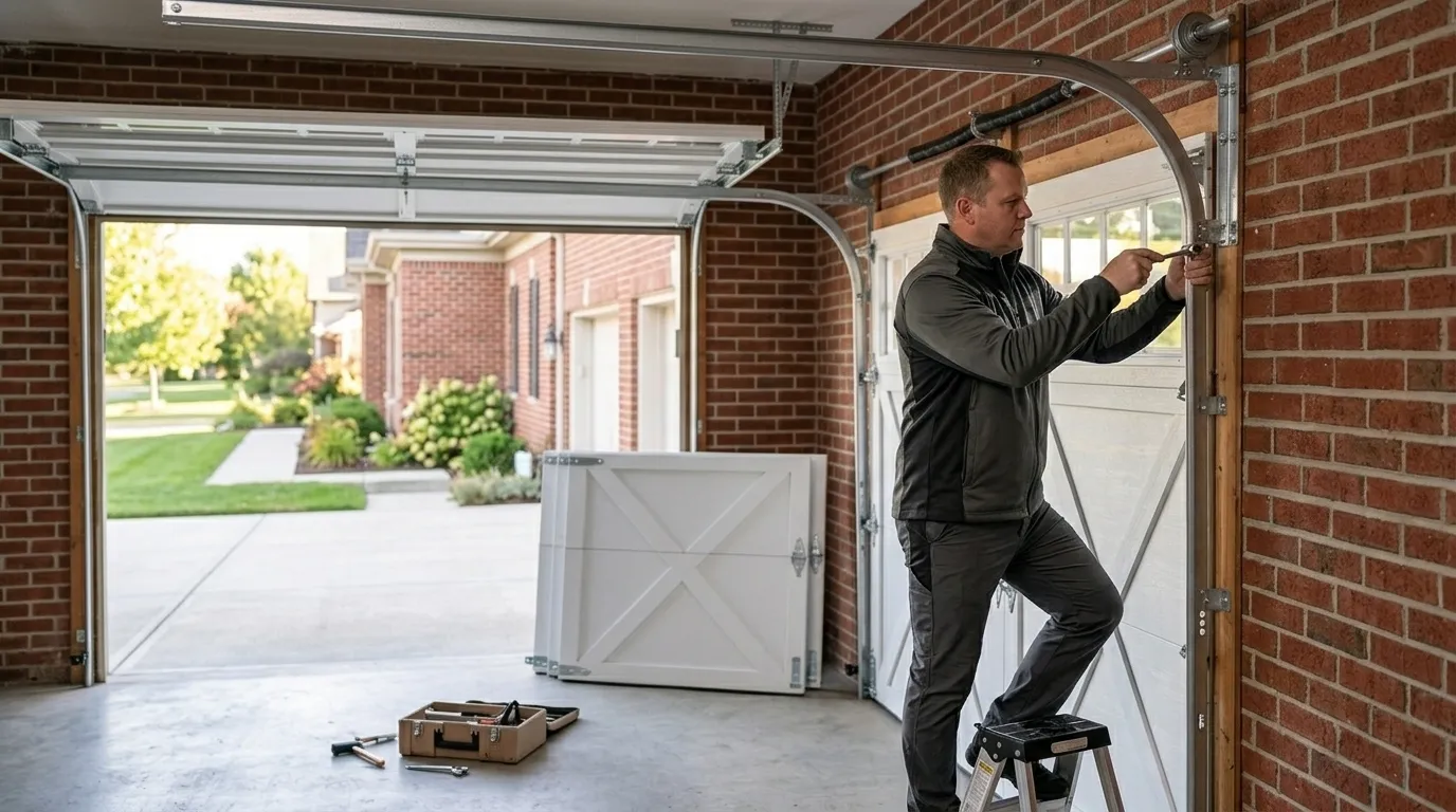 Sectional steel garage door