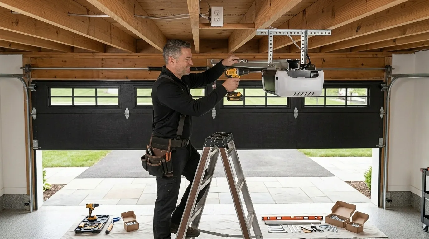Wood-look composite garage door